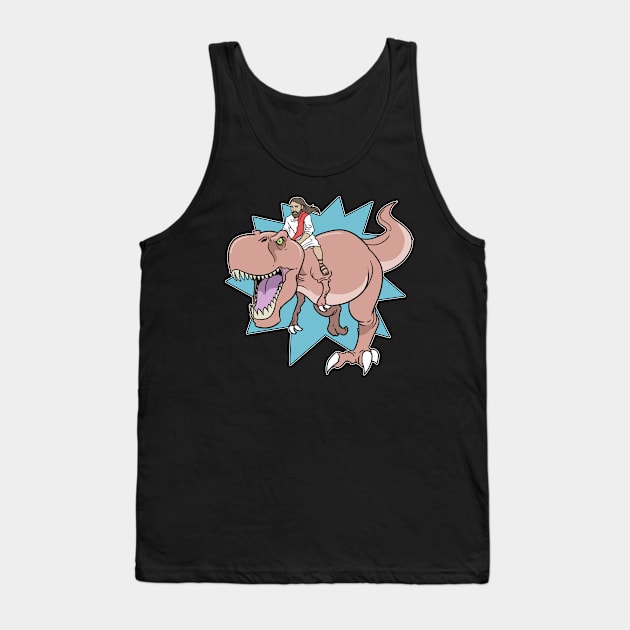 Jesus On The T-Rex Dinosaur Dino Tank Top by ModernMode